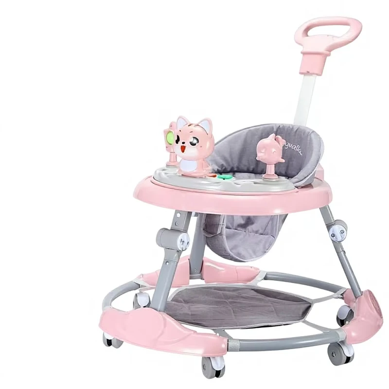 Step by Step Baby Walker Boys Girls Anti Side Rollover Mute Wheels Lights Music Can Be Pushed Can Sit Plastic