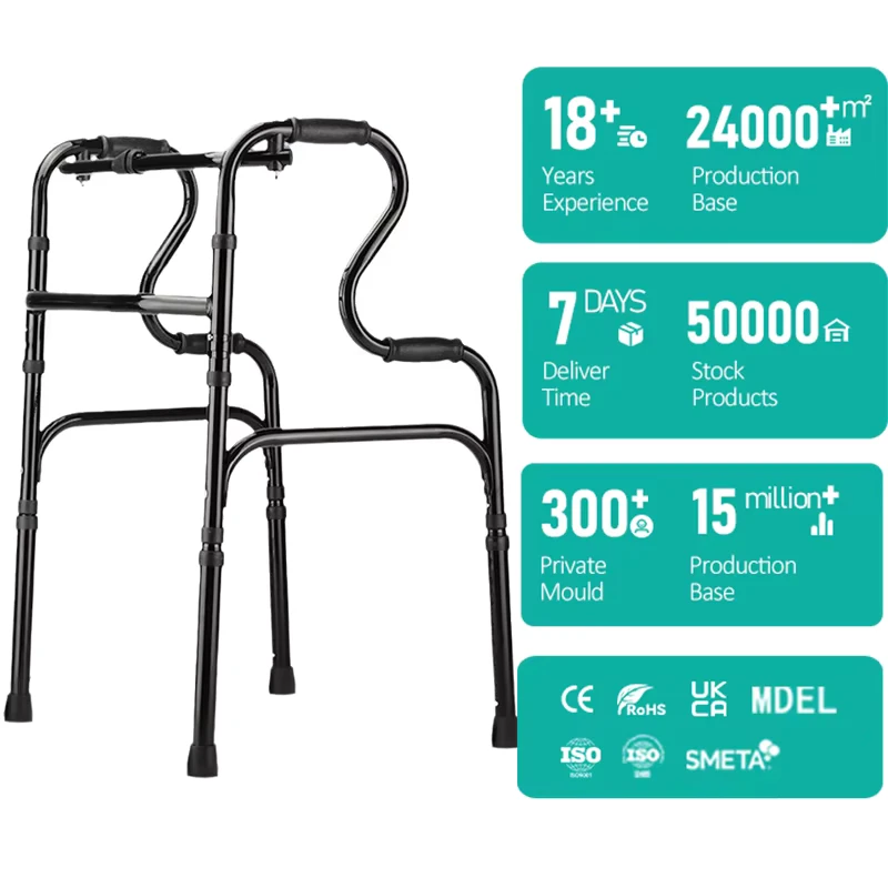 Support Device Sit On Hand Push Assistive Walker For Elderly Disabled Fracture Recovery Walking Aid Rollator Cane Walking
