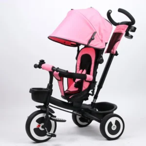 T306F-2 Kid Four Wheel Tricycle Push Bar Adjustable Height Detachable Ride on Toy Car Child Tricycle 360 Seat