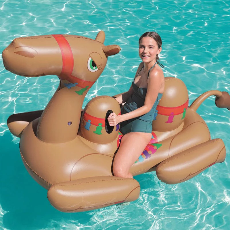 Thickened PVC Inflatable Camel Pool Float Ride On Animal Swimming Raft Blow Up Water Lounge Island Party Toy for Adults Kids