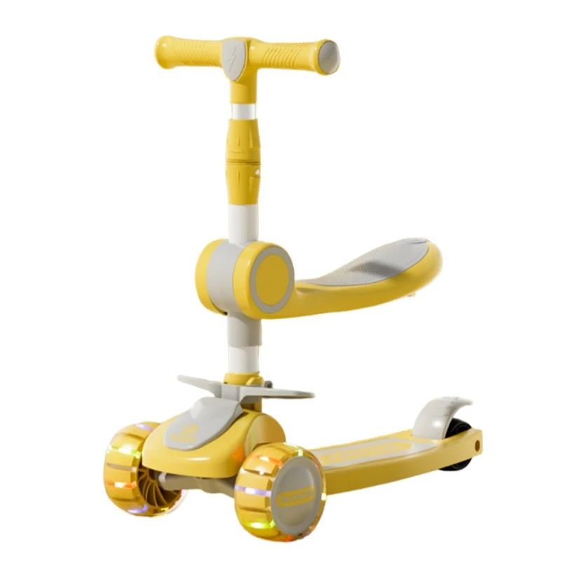 Three in One Foldable Plastic Scooter Skate Tricycle Toy Car Gift for 3 to 12 Year Old Boys Girls Modern Style for Outdoor Use