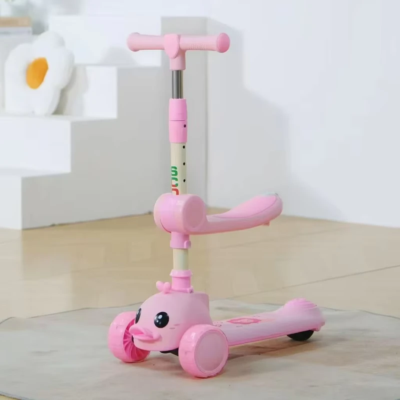 Three in One Kids' Pedal Car Set Fun Ride Tricycle and Scooter for Sitting and Riding Toy for Children