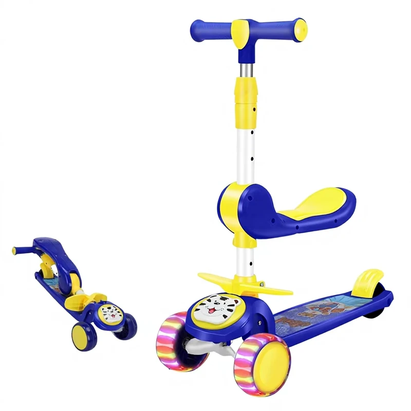 Three-in-one Children's Scooter 3-12 Years Old Baby Tricycle Skateboard Foldable Modern Outdoor Lightweight Plastic Seat