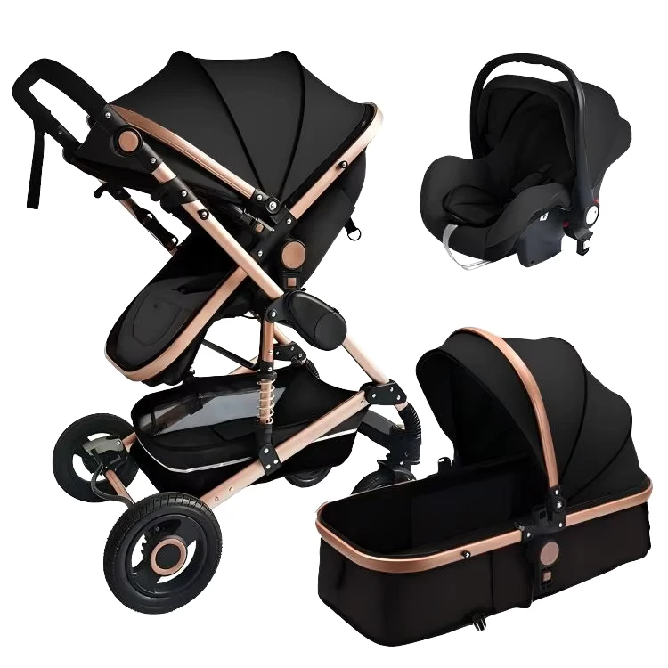 Three in one Stroller with Car Seat Can Sit and Lie Down Comfortable Shock absorbing High landscape Two way Design Stroller