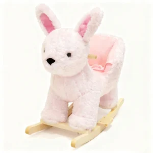 Toddler Pink Rabbit Rocking Chair Plush Toy Soft Stuffed Animal Rocker for 1 3 Years Old Kids Safe Cute Baby Gift