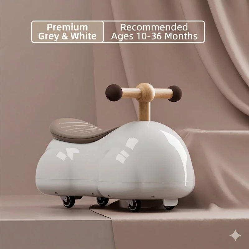 Toddler Wiggle Car Ride on Toy with Storage Seat and 360 Degree Wheels