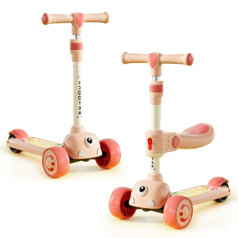 Toddlers Boys Girls Scooter Kids 4 Height Adjustable PU Wheels Extra Wide Deck Kids Kick Scooter 3 Wheels for Children