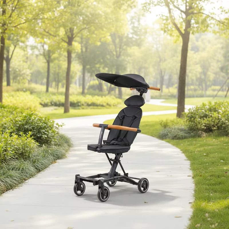 Travel Lightweight Compact Foldable 4-in-1 Baby Stroller with Aluminum Alloy Frame Fabric & Metal Materials Portable Design