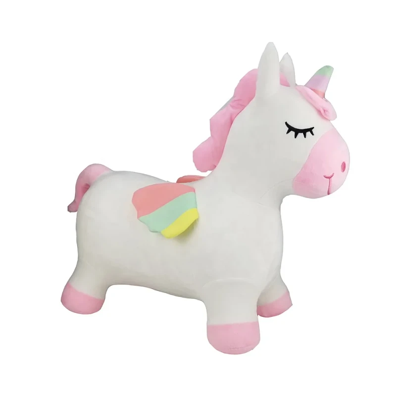 Unicorn Hopper for Toddlers Plush Covered Bounce Ride on Animal Toys