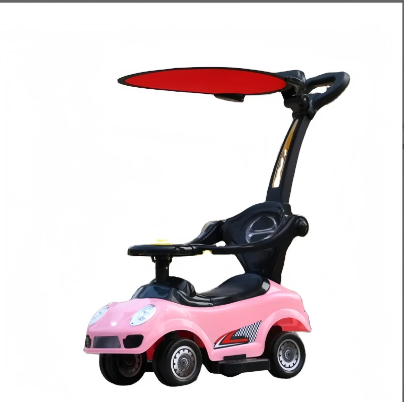 Unisex 4 Wheel Plastic Push Car Toy for Kids Music and Light Enhanced Baby Swing Car with Remote Control for Ages 2 4 Years