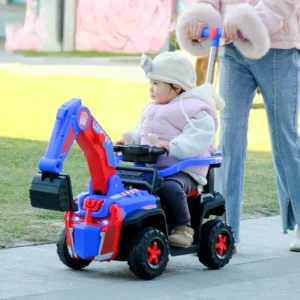 Unisex Electric Push Car for Kids Aged 5 to 7 with Plastic Construction Ride on Car Toy for Boys Girls