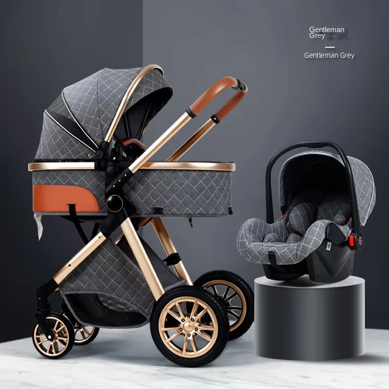 V9 Aluminum Alloy Baby Stroller High View Sitting Lying Lightweight Foldable Two-Way Shock-Proof