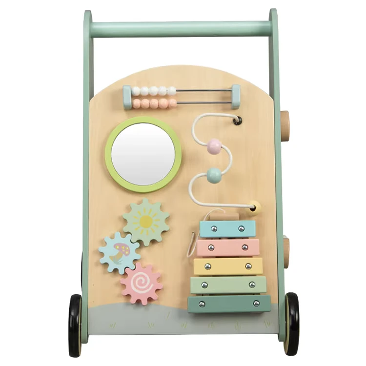 Wooden Baby Learning Baby Walker Educational Push Cart Toy With Blocks for Kids