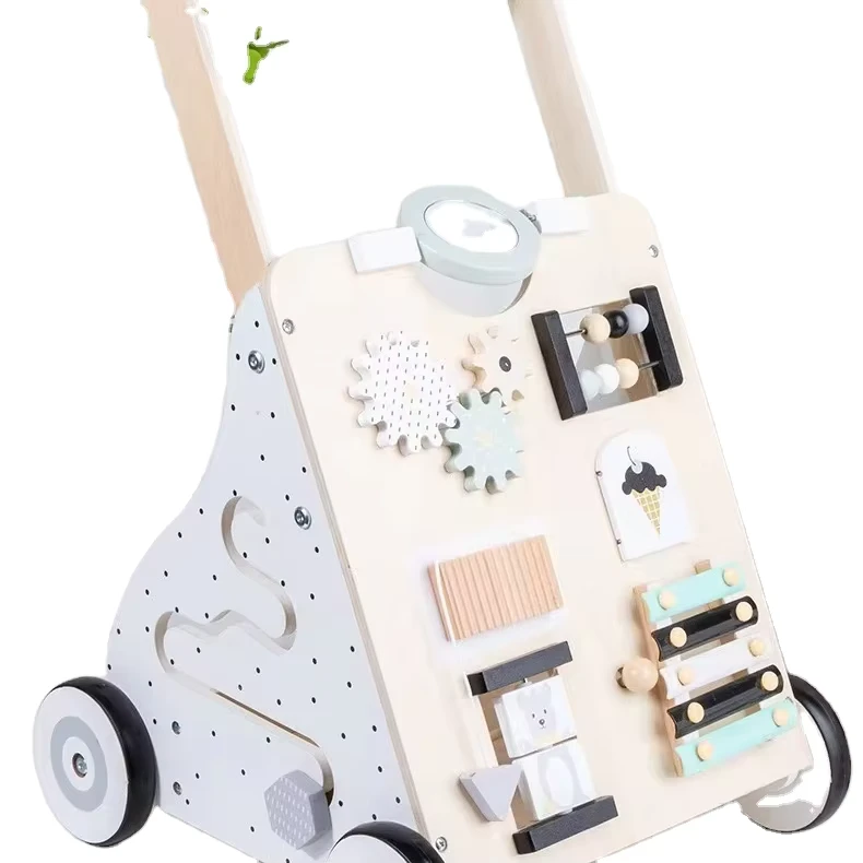 Wooden Baby Walker Push and Pull Learning Activity Walker for Boys and Girls Sit to Stand Learning Walker Toddler Toy