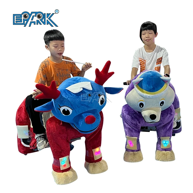 Zoo Animals Scooter Coin Operated Electric Animal Ride on Toys Stuffed Motorized Plush Riding Animals